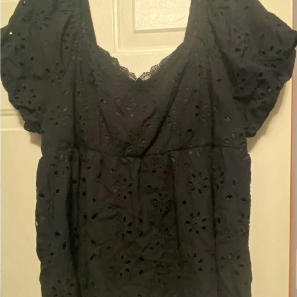 Torrid Black Eyelet Blouse